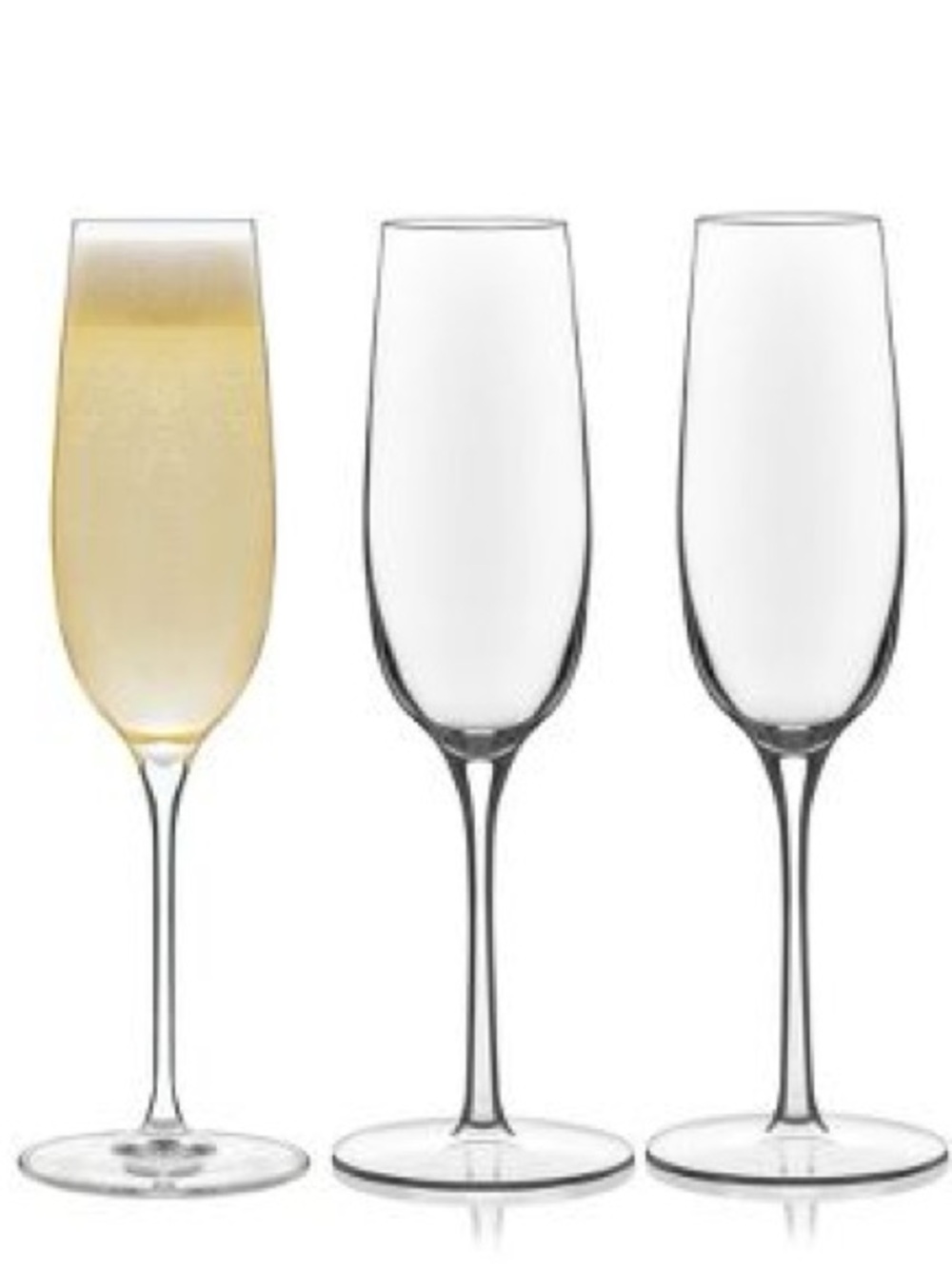 Libbey Clear Champagne Flutes with One Filled Glass (Set of 3)